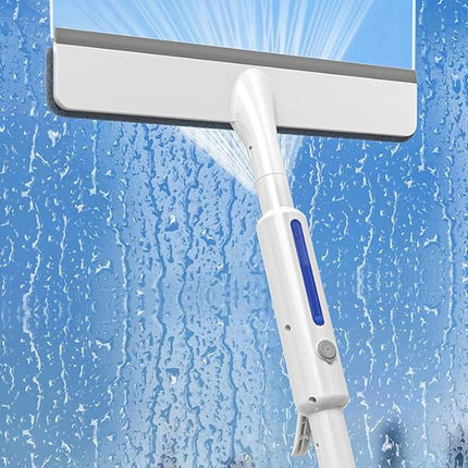 2-in-1 Window Cleaner with Built-In Spray Bottle, Dual Front and Rear Scrapers, Extendable Pole for High Windows