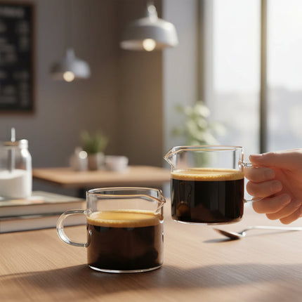 Espresso Measuring Cups with Double Spouts | 4 oz Borosilicate Glass for Clean Pouring and Accurate Shots