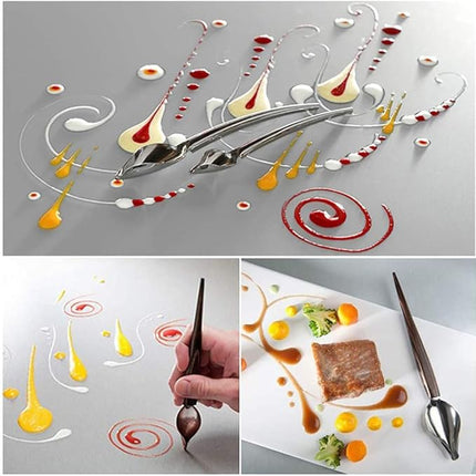 Plating Spoon for Home Cooks, Saucing and Drizzle Spoon for Desserts and Sauces, Food Plating Tool for Chefs