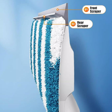 2-in-1 Window Cleaner with Built-In Spray Bottle, Dual Front and Rear Scrapers, Extendable Pole for High Windows