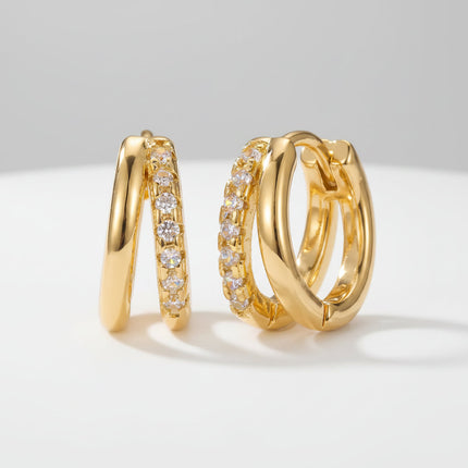Gold Huggie Hoop Earrings Set with 14K Plating | Lightweight, Hypoallergenic Jewelry for Everyday Elegance