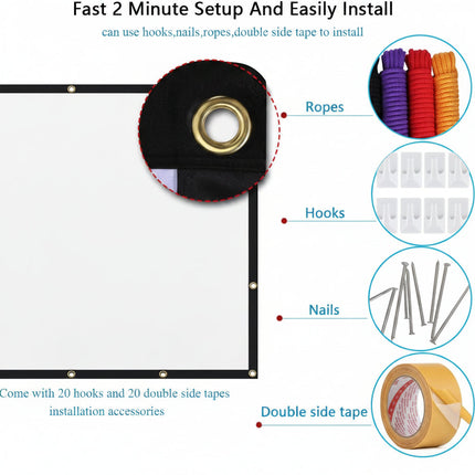 Portable 120-Inch Projector Screen with Anti-Crease Surface | HD Viewing for Outdoor Movies and Events