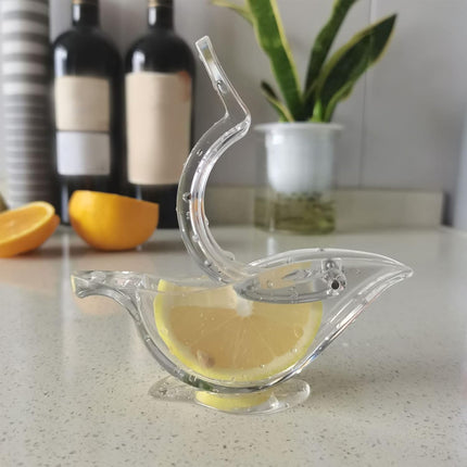 Manual Lemon Squeezer for Drinks and Cooking, Hand Citrus Press that Aims Juice Down, No Splatter Squeeze