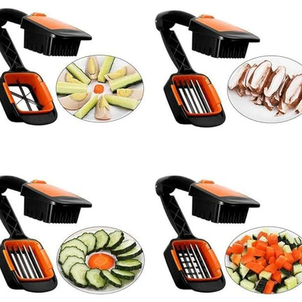 Handheld Vegetable Chopper, Manual Press Onion Dicer and Cucumber Slicer for Stir Fries, Soups and Salads