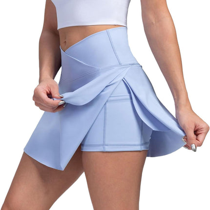 High-Waist Tennis Skirt with Built-In Shorts & Pockets | Comfortable Pickleball Skort for Easy Movement