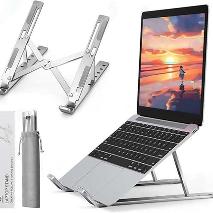 Aluminum Laptop Stand for Desk, Adjustable Foldable Ergonomic Riser for MacBook up to 17.3 Inches
