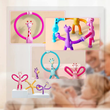 Stretchy Toy Giraffe with Suction Cup, Telescopic Stretch Toy for Kids