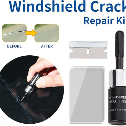 Glass and Windshield Repair Kit with Penetrating Adhesive Resin, DIY Chip, Crack and Scratch Filler for Car Windows