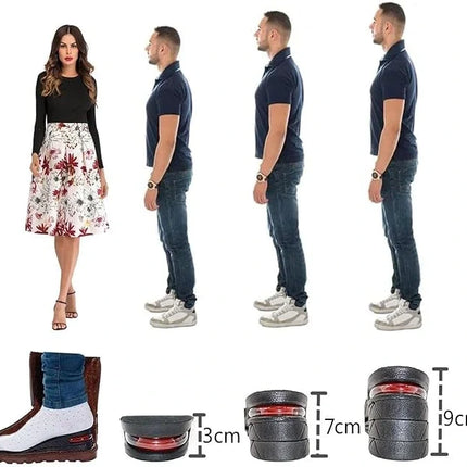Height Increase Insoles for Men/Women, Adjustable Stackable Layers Up to 9cm, Trimmable Cushioned Shoe Inserts for Daily Wear