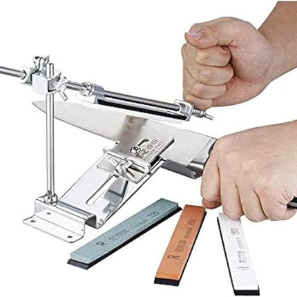 Knife Sharpening System with Coarse and Fine Stones, Fixed Angle Sharpener for Kitchen and Hunting Knives