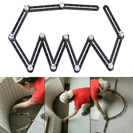 Angle Measuring Ruler and Shape Template Tool with Inch and Centimetre Markings, Metal Locking Knobs for Tile, Wood, Brick and Flooring