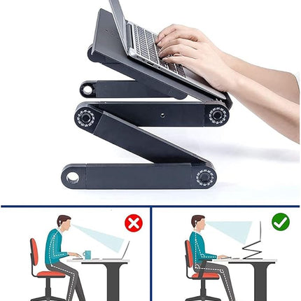 Adjustable Laptop Stand for Bed and Desk, Height and Angle Adjustable Ventilated Laptop Riser with Folding Legs for Couch and Study