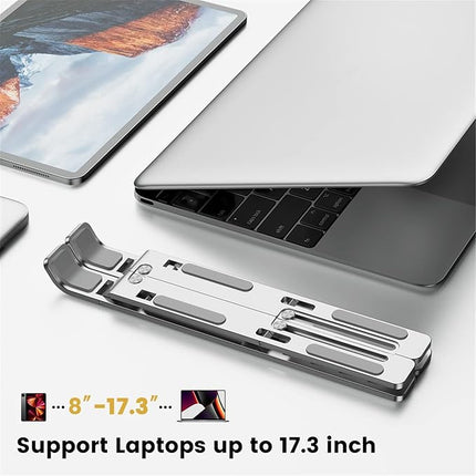 Aluminum Laptop Stand for Desk, Adjustable Foldable Ergonomic Riser for MacBook up to 17.3 Inches