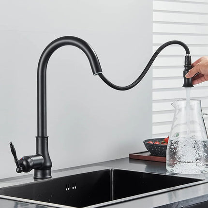 Vintage Brass Kitchen Faucet with Swivel Spout | Elegant Mixer for Easy Access and Temperature Control