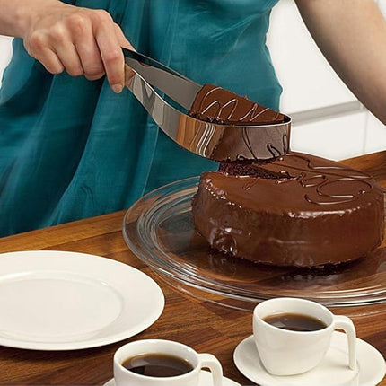 Cake Slicer and Server with Non-Stick Blade, One-Handed Cut and Serve Dessert Tool for Even Portions Without Crumbling