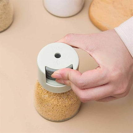 Seasoning Dispenser Jars, Airtight Spice Shakers with Measuring Twist Cap for Salt and Sugar, Set of 4