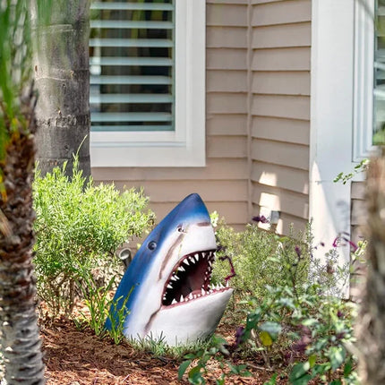 Shark Garden Sculpture Resin, Small Garden Statue Shark Figurine for Outdoor Display – image 4