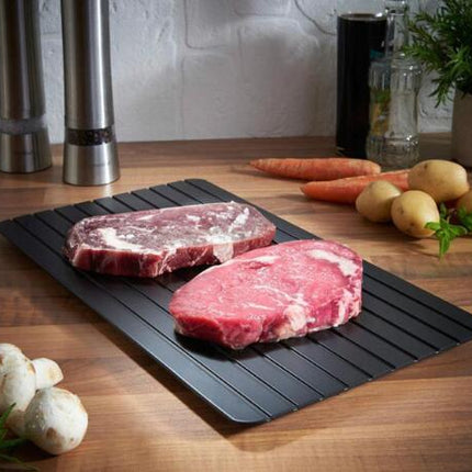 Defrosting Tray for Frozen Meat, Large Aluminium Thawing Plate with Non Stick Coating, No Electricity Needed