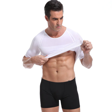 Compression Undershirt for Men, Seamless Slimming Base Layer in Breathable Stretch Fabric, Sizes M to 2XL
