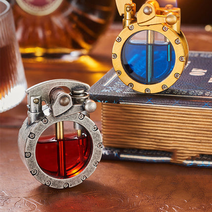 Vintage Transparent Kerosene Lighter with Windproof Flame | Elegant Design for Reliable Ignition