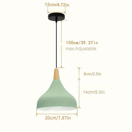 Teardrop Pendant Light with Adjustable Height | Metal & Wood Modern Lamp for Soft Ambient Dining Lighting