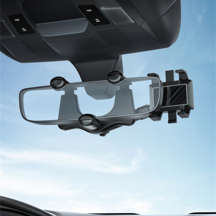 Rearview Mirror Phone Holder with Adjustable Grip | Safe Driving Accessory for GPS Navigation