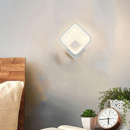 Modern Square LED Wall Lamp with Three-Tone Dimming | Energy-Efficient Lighting Fixture for Bedrooms and Living Rooms