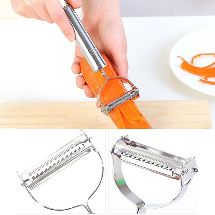2-in-1 Vegetable Peeler and Grater with Stainless Steel Blades, Comfort-Grip Handle for Potatoes, Cucumbers and Fruit
