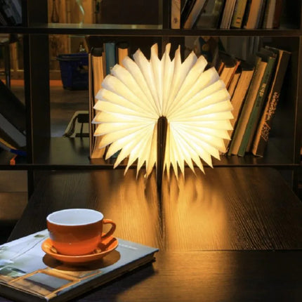 Folding Book Lamp with Warm Diffused Light, USB Rechargeable Book Shaped Lamp for Bedside, Shelf and Desk