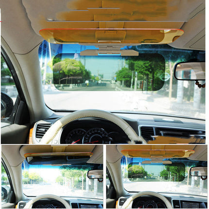 Anti-Glare Car Sun Visor Extender with Clip-On Mount, Amber Shade for Day and Night Driving Visibility