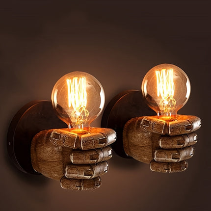 Hand-Shaped Industrial Wall Lamp in Resin | Unique Accent Lighting for Creative Spaces
