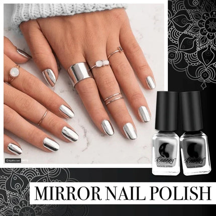 Mirror Nail Polish with Chrome Metallic Finish, High Gloss Reflective Manicure Lacquer in 4 Shades