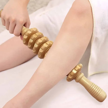 Wooden Full Body Massage Roller, Manual Ergonomic Muscle Roller for Home, Gym and Office Use