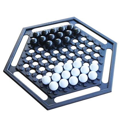 Marble Strategy Board Game for 2 Players, Push and Block Tabletop Game with Black and White Marbles