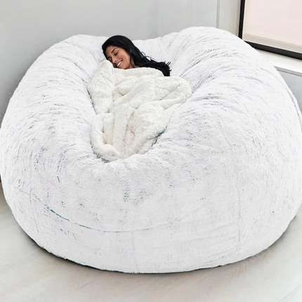 Bean Bag Cover Only without Filler, Giant 5 ft Faux Fur Bean Bag Chair Cover – image 5