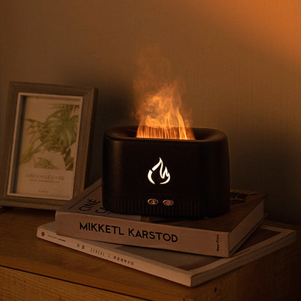 Flame Effect Essential Oil Diffuser, Quiet Aromatherapy Humidifier Under 36dB with Waterless Auto Off, Black or White