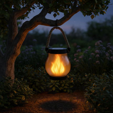 Solar Lantern with Flickering Flame Effect | Outdoor Hanging Light for Cozy Garden Ambiance