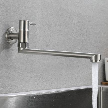 Pot Filler Faucet Wall Mount, Single Handle Wall Mount Faucet with Swivel Spout, Stainless Steel Cold Water Faucet