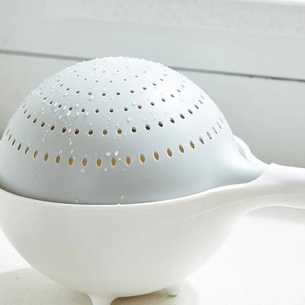 2-in-1 Kitchen Strainer Bowl with Secure-Grip Handle, Swivel Draining Colander for Pasta, Rice and Vegetables, 3 Colours