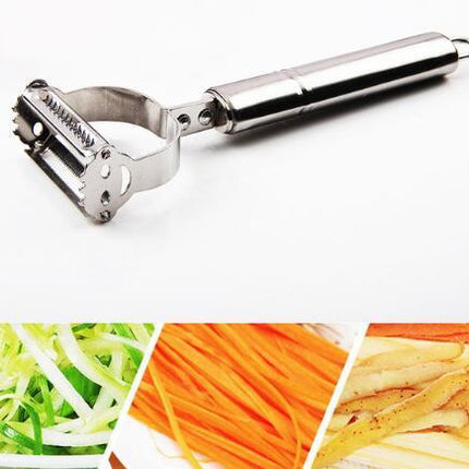 2-in-1 Vegetable Peeler and Grater with Stainless Steel Blades, Comfort-Grip Handle for Potatoes, Cucumbers and Fruit