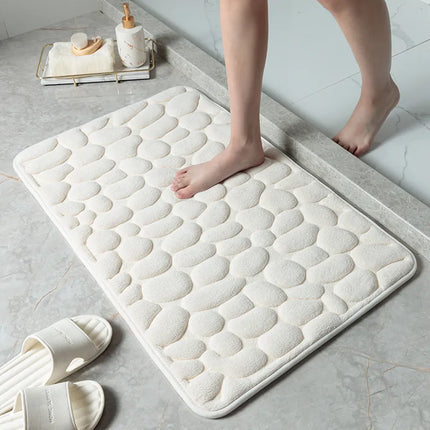 Water-Absorbent Pebble Bath Rug | Natural Stone Design for Ultimate Comfort
