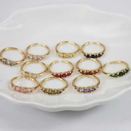 Gold Ring Set with Rhinestone Accents for Stackable Boho Style | Trendy Everyday Jewelry for Layered Looks