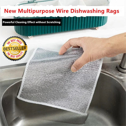 Wire Cleaning Rags, Reusable Cleaning Cloths for Kitchen and Bathroom, Dish Cloth and Dish Scrubber for Pots and Glass