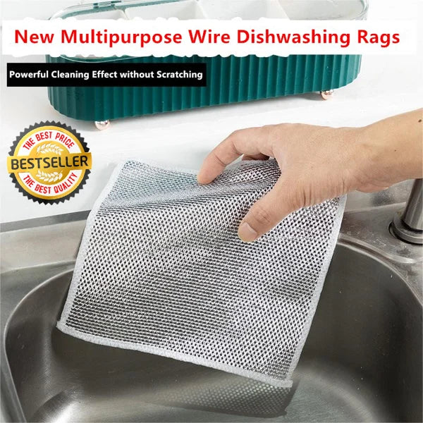 Wire Cleaning Rags, Reusable Cleaning Cloths for Kitchen and Bathroom, Dish Cloth and Dish Scrubber for Pots and Glass