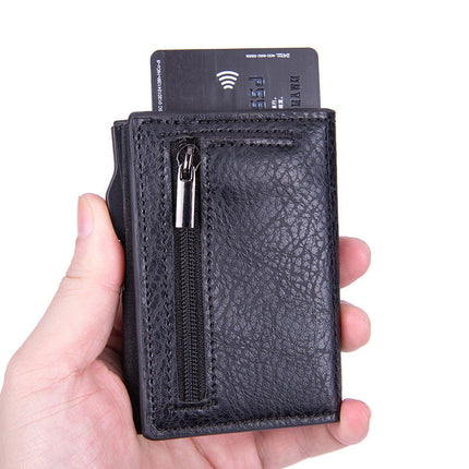 RFID Blocking Slim Wallet, Metal Card Holder Case for Up to 6 Cards with Elastic Cash Pocket, 4 Colors, Front Pocket Wallet