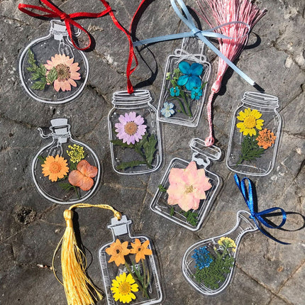 Dried Flower Bookmarks Set with Clear Design & 20 Unique Styles for Elegant Reading