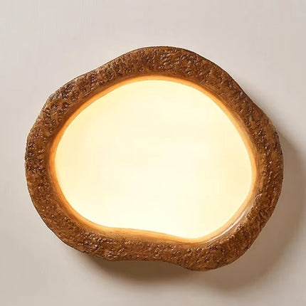 Rustic Wood-Inspired Ceiling Light with Energy-Efficient LED | Durable Resin Fixture for Cozy Indoor Illumination