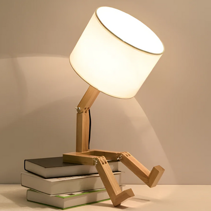 Adjustable Wooden Table Lamp with Flexible Joints | Handcrafted Soft Light for Cozy Interiors