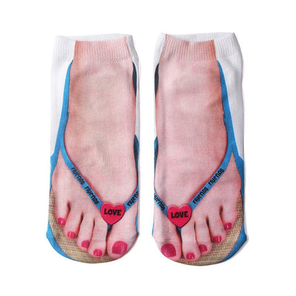 Comfortable Ankle Socks, Funny Socks with Painted Toenail and Flip Flop Print – image 14
