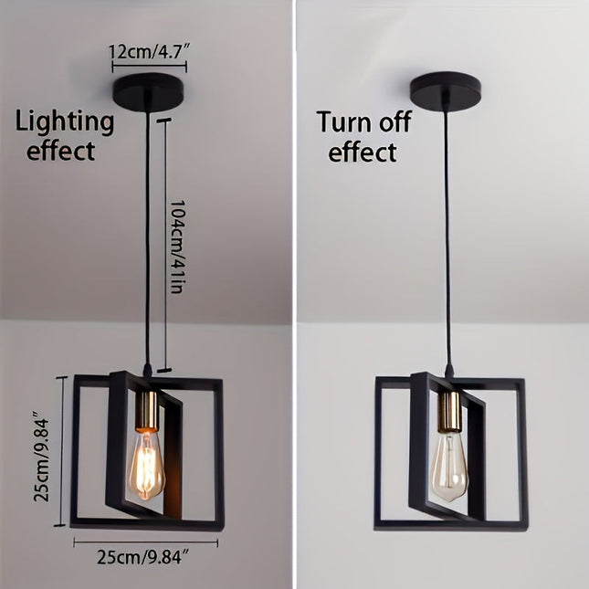 Kitchen Island Pendant Light, Modern Pendant Lamp with Industrial Cage, Semi Flush Mount Light, Hanging Lamp for Bar_03